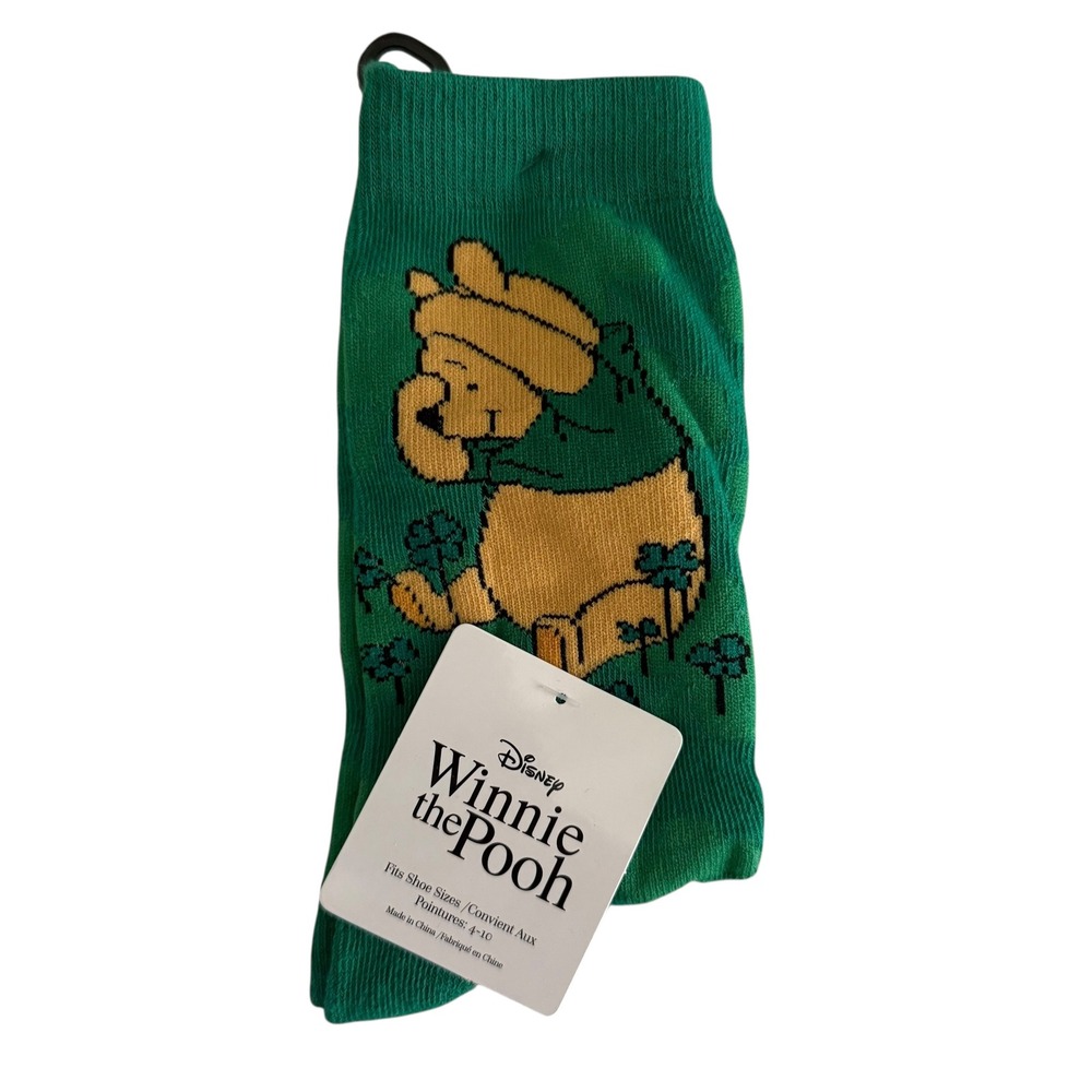 WINNIE THE POOH Green St. Patty's Graphic Novelty‎ Crew Socks, 4/10